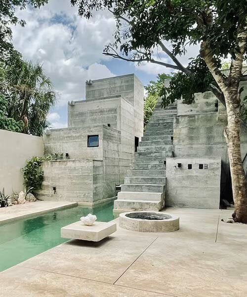 ludwig godefroy draws from mayan temples to design brutalist 'casa dzul' in mérida
