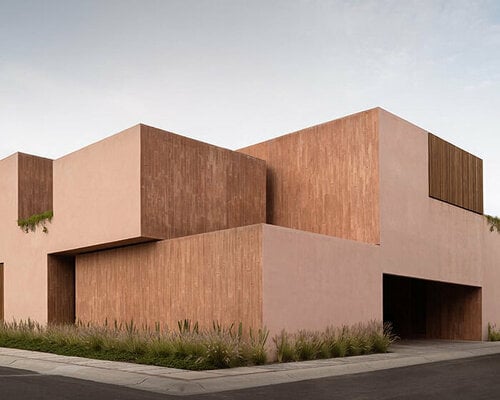 jorge garibay configures brutalist house in mexico as tetris-like pink concrete volumes